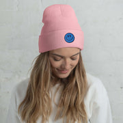 Looking for a beanie that will make you smile every time you put it on? Look no further than our gender-neutral beanie with an embroidered happy face! 