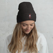 Introducing the perfect accessory for your holiday wardrobe – the gender neutral beanie with a cute Santa holding a Stanley water bottle and wearing a belt bag with the saying #SLEIGH! 