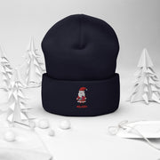 Introducing the perfect accessory for your holiday wardrobe – the gender neutral beanie with a cute Santa holding a Stanley water bottle and wearing a belt bag with the saying #SLEIGH!