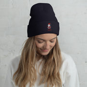 Introducing the perfect accessory for your holiday wardrobe – the gender neutral beanie with a cute Santa holding a Stanley water bottle and wearing a belt bag with the saying #SLEIGH! 