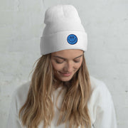 Looking for a beanie that will make you smile every time you put it on? Look no further than our gender-neutral beanie with an embroidered happy face! 