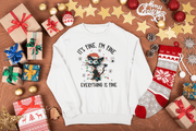 Introducing the perfect cozy sweater for the festive season - the "It's Fine. I'm Fine. Everything Is Fine" sweatshirt with a cute black cat tangled in Christmas lights and being electrocuted (don't worry, no animals were harmed in the making of this sweater). 