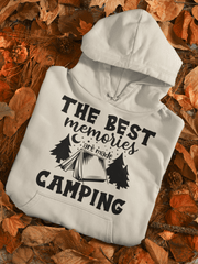 Introducing our new gender-neutral hoodie featuring a camping-inspired graphic and the uplifting message, "The Best Memories Are Made Camping." Perfect for outdoor enthusiasts of all genders, this cozy and stylish hoodie is made from high-quality materials for maximum comfort and durability. 