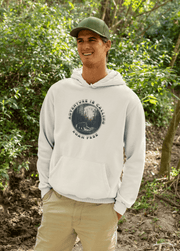 This gender neutral hoodie features a stunning design of a grizzly bear roaming on a campsite with the moon shining behind it. The saying "Adventure Is Calling Roam Free" is printed boldly, capturing the essence of the great outdoors and the spirit of camping. 