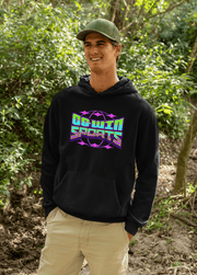 This eye-catching hoodie features a stunning graphic of a retro globe, complete with vibrant colors and intricate details. The C & Win Sports logo is prominently displayed in bright letters, adding a playful touch to the overall design.