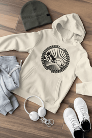 This gender-neutral hoodie features a stunning Manitoba farmers field graphic with a breathtaking sunset, which captures the essence of the province's beauty. 