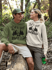 Introducing the perfect hoodie for those who love camping, cozy fires, and a good pun: our gender-neutral "Let's Get Toasted" hoodie. Featuring a campsite graphic , this hoodie is sure to make you the envy of your fellow outdoor enthusiasts. And let's be real, who doesn't love good toasty marshmallows and beer? So whether you're hitting the trails or just snuggled up around the campfire, our hoodie has got you covered - both literally and figuratively. 