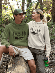 Introducing our gender neutral hoodie with the fun and adventurous saying "Happy Camper" and a camp themed graphic. Made with high-quality materials, this hoodie is designed to keep you warm and comfortable on your outdoor adventures.