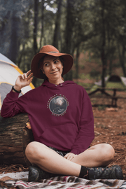 This gender neutral hoodie features a stunning design of a grizzly bear roaming on a campsite with the moon shining behind it. The saying "Adventure Is Calling Roam Free" is printed boldly, capturing the essence of the great outdoors and the spirit of camping. 