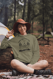 Introducing the perfect hoodie for all your outdoor adventures! This gender-neutral hoodie with a camping theme and Manitoba on it is the ultimate companion for all your camping trips. 