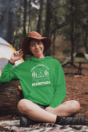 Introducing the perfect hoodie for all your outdoor adventures! This gender-neutral hoodie with a camping theme and Manitoba on it is the ultimate companion for all your camping trips. The hoodie is made from high-quality materials that are perfect for the outdoors, keeping you comfortable and warm in all weather conditions. 