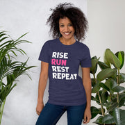 C & Win Sports Rise, Run, Rest, Repeat T-Shirt Heather Midnight Navy / XS - C & Win Sports